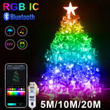 Smart LED String Lights - 5M/10M/20M, RGB, Bluetooth & Remote Control, Waterproof, Perfect for Home & Party Decoration