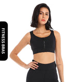 Large Size High-Strength Sports Bra Women'S Shockproof Running Big Chest Small Front Zipper Fitness Yoga Clothing Vest Underwear