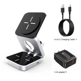 Versatile 3-in-1 Foldable Magnetic Wireless Charger: Fast Charging Dock for iPhone 15/14/13 Series, AirPods & iWatch