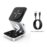 Versatile 3-in-1 Foldable Magnetic Wireless Charger: Fast Charging Dock for iPhone 15/14/13 Series, AirPods & iWatch