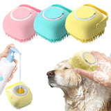 Soft Silicone Pet Bath Brush with Shampoo Dispenser - Dog and Cat Washing and Massage Grooming Tool