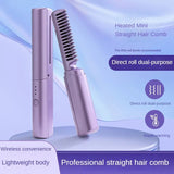 2 in 1 Professional Hair Straightener Hair Curler USB Straight Hair Comb Wet and Dry Hair Curler Straight Styler Curling Iron