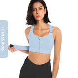 Large Size High-Strength Sports Bra Women'S Shockproof Running Big Chest Small Front Zipper Fitness Yoga Clothing Vest Underwear