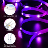 (EU Plug) LED Strip Light RGB 5050 Music Sync Color Changing Sensitive Built-In Mic, App LED Lights DC12V Flexible