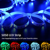 (EU Plug) LED Strip Light RGB 5050 Music Sync Color Changing Sensitive Built-In Mic, App LED Lights DC12V Flexible